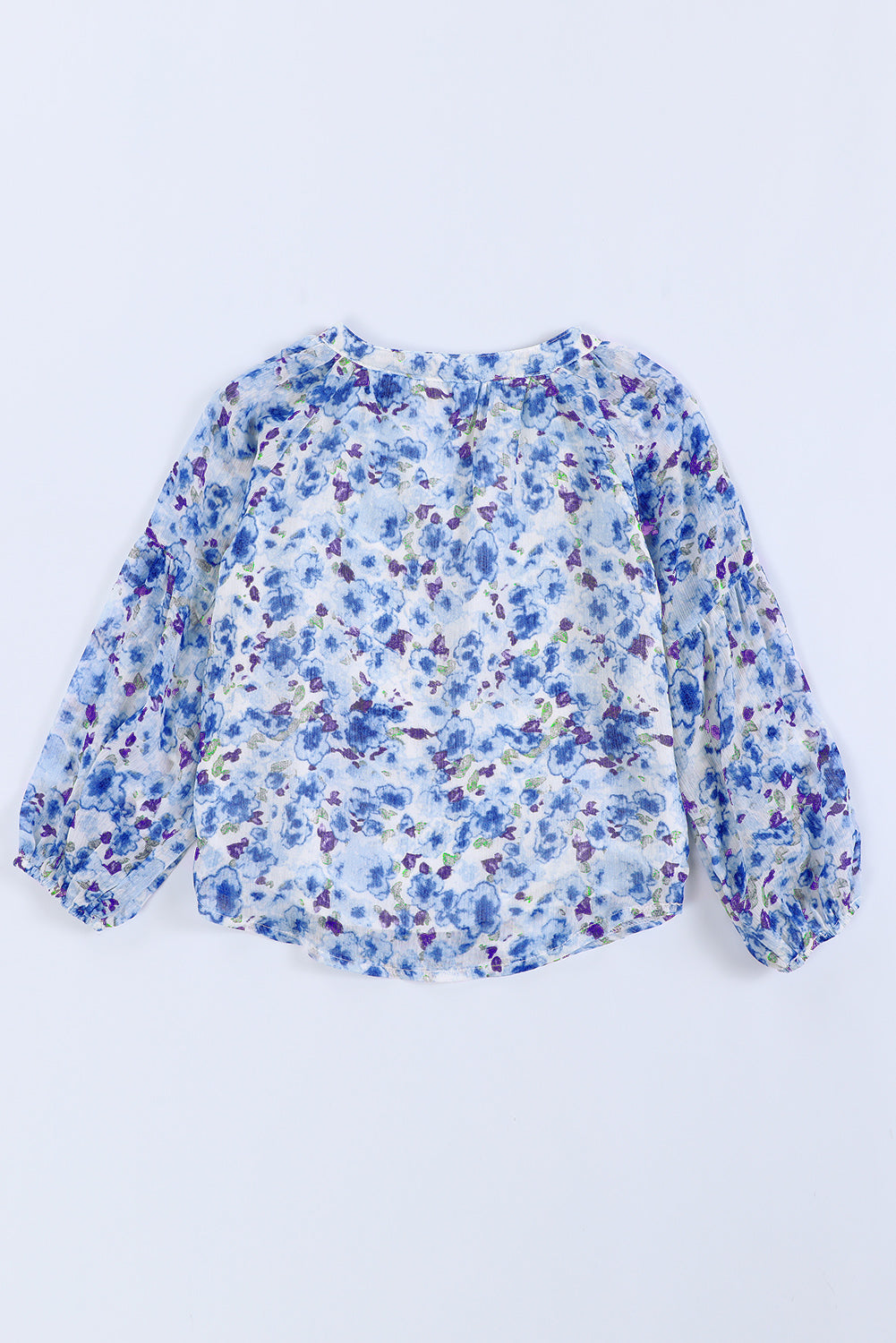 Girls Printed Notched Neck Puff Sleeve Blouse