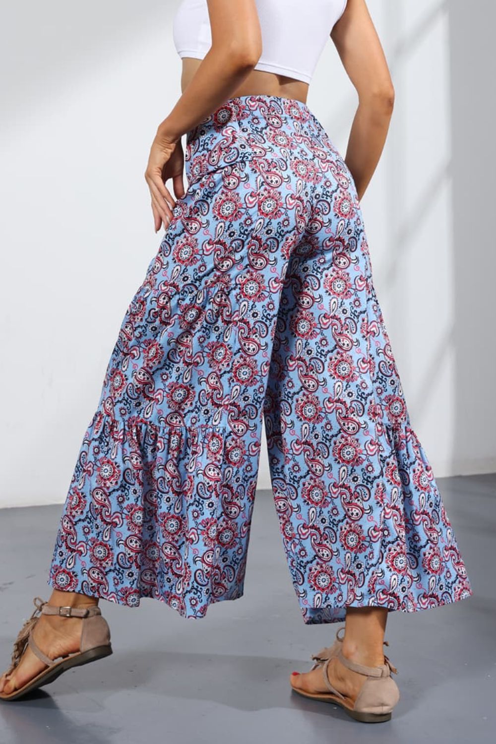 Printed Tie-Front Culottes